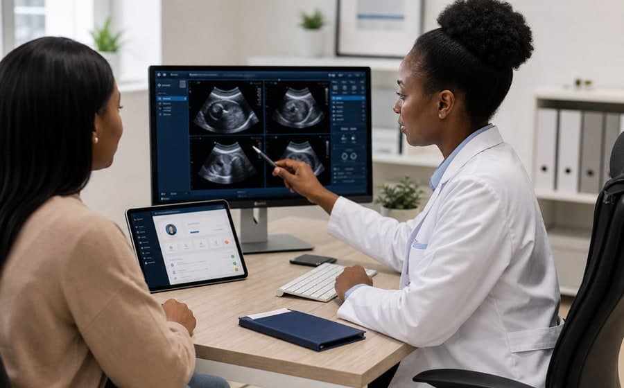 Doctor reviewing diagnostic imaging results